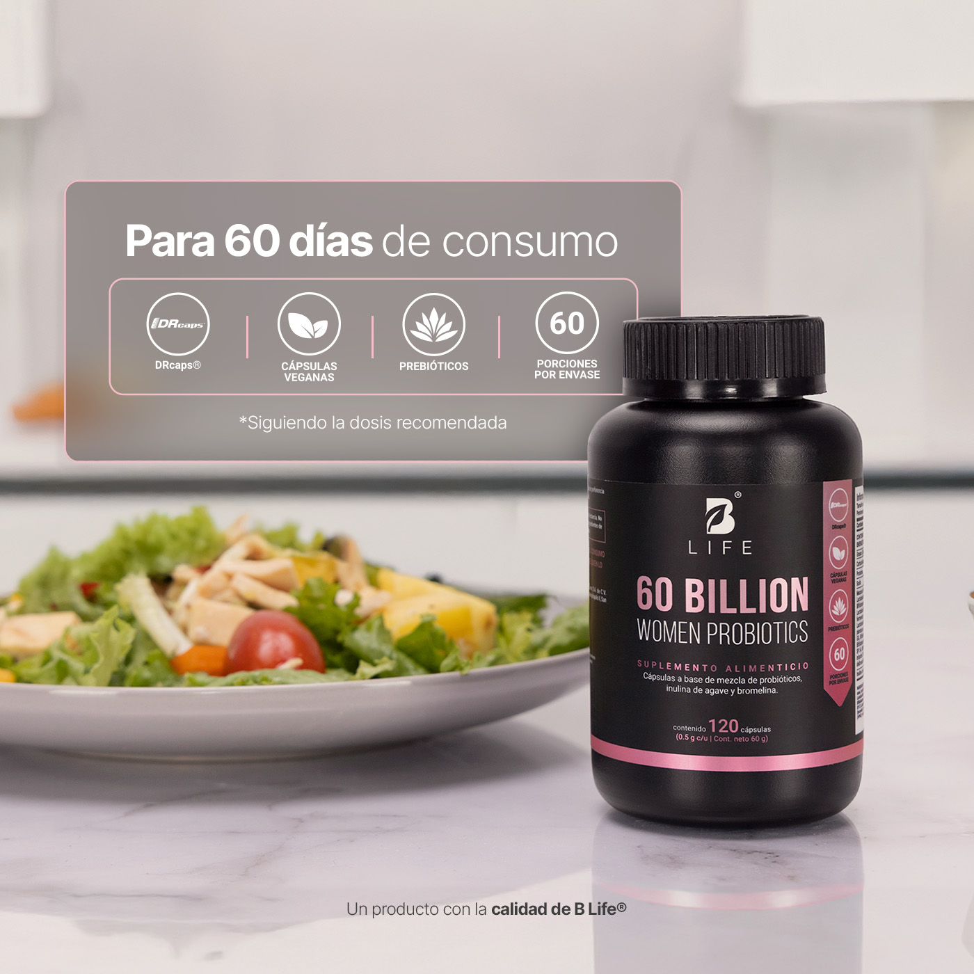 Foto 7 pulgar | 60 Billones De Probióticos Para Mujer | 120 Cápsulas | Adicionado Con Inulina De Agave | 12 Cepas | 60 Billion