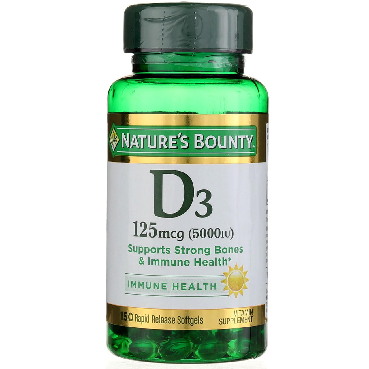 Suplemento Nature's Bounty D3 de 5000 Ui 150 cápsulas - Venta Internacional