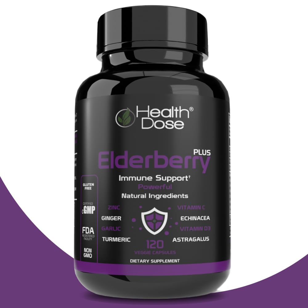 Foto 3 pulgar | Suplemento Health Dose Elderberry Plus Con Vitamina C 120 Cápsulas - Venta Internacional.