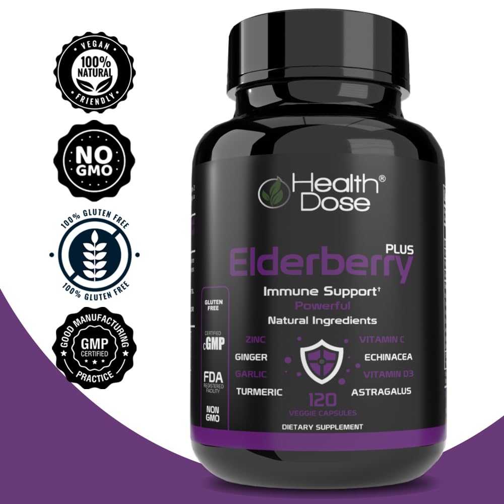 Foto 6 | Suplemento Health Dose Elderberry Plus Con Vitamina C 120 Cápsulas - Venta Internacional.