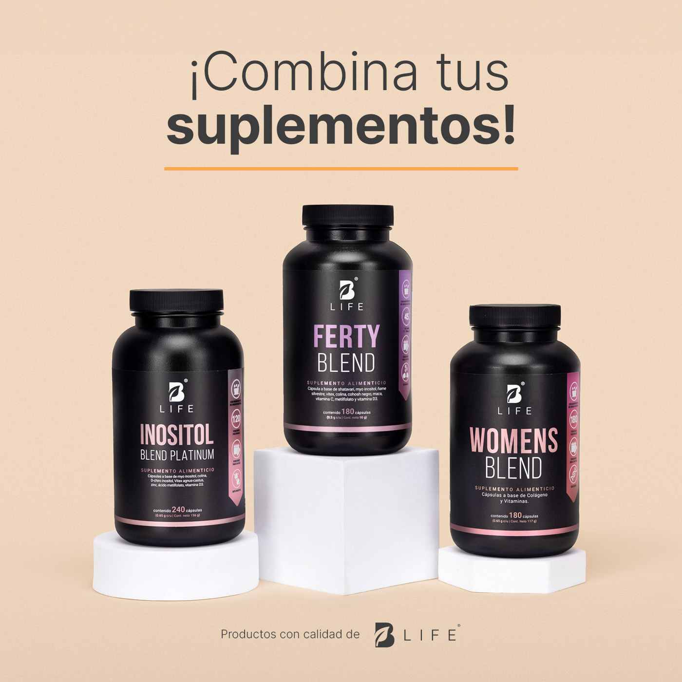 Foto 8 pulgar | Myo Inositol Y Shatavari | Adicionado Con Ñame Silvestre | 180 Cápsulas | Ferty Blend | B Life.