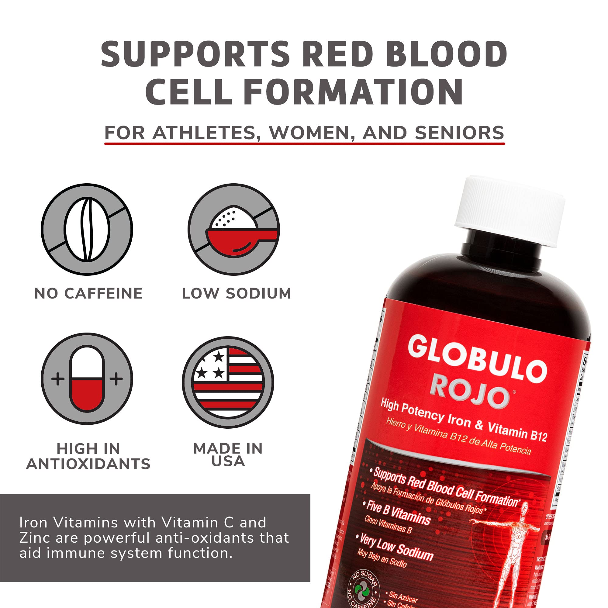 Foto 3 | Suplemento De Hierro Globulo Rojo Líquido 473 Ml Con Vitaminas B - Venta Internacional.