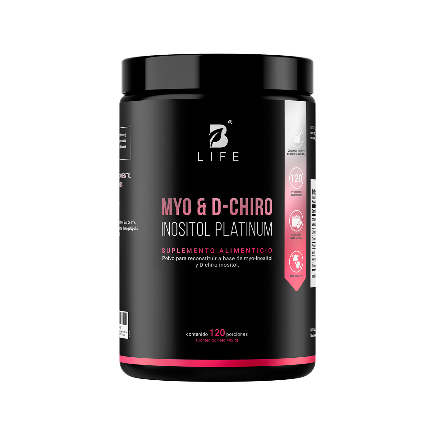 Foto 2 pulgar | Myo Y D-chiro Inositol |120 Tomas | Ratio 40:1 | 492 Gramos | Myo & D-chiro Inositol Platinum | B Life.