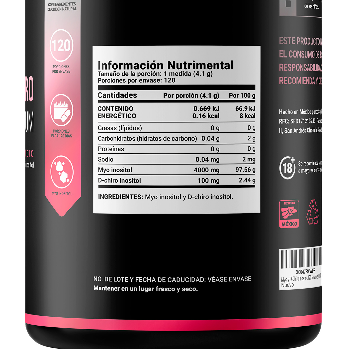Foto 3 pulgar | Myo Y D-chiro Inositol |120 Tomas | Ratio 40:1 | 492 Gramos | Myo & D-chiro Inositol Platinum | B Life.