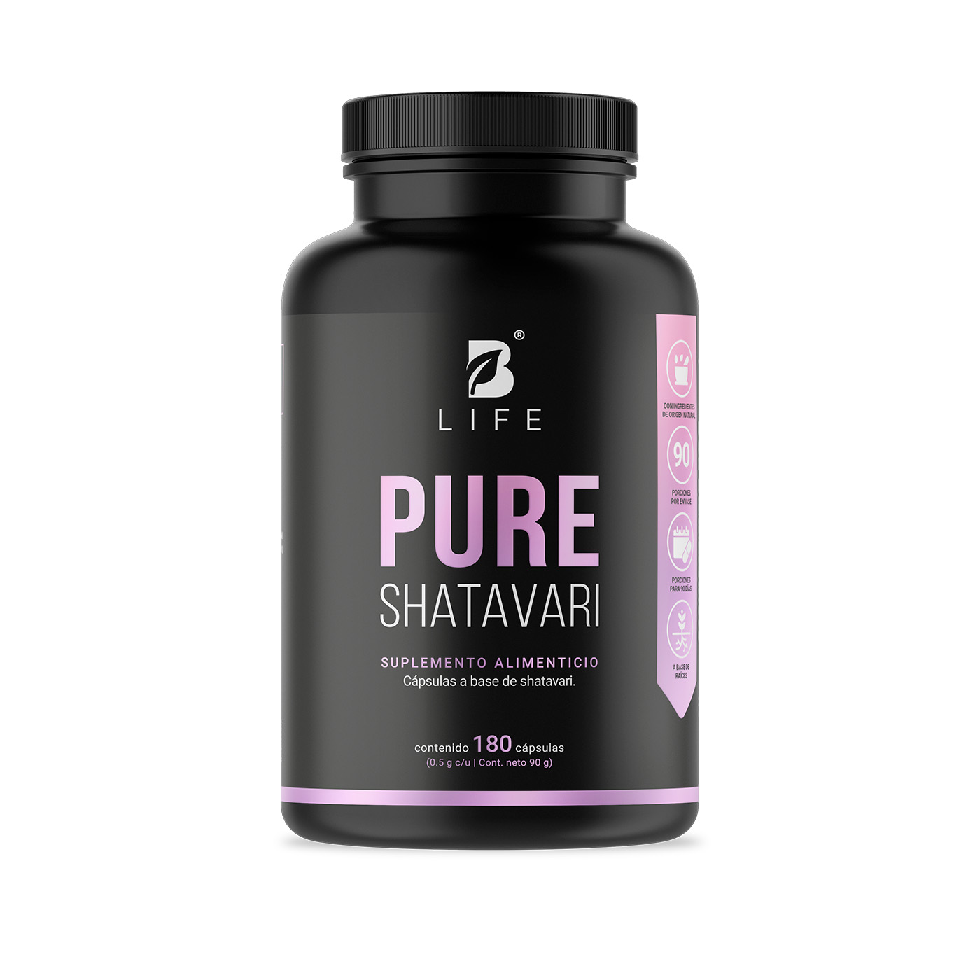 Shatavari Puro - 1000 Mg Por Porción | 180 Cápsulas. Ingredientes Naturales. Pure Shatavari. B Life