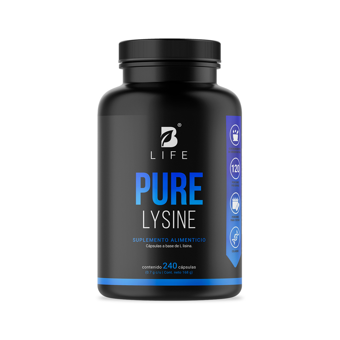 Foto 2 pulgar | Lisina Pura | 240 Cápsulas 1400 Mg Por Porción. Pure Lysine B Life.