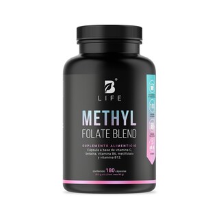 Foto 1 | Metil Folato | 180 Cápsulas | Adicionado Con Betaína, B6, B12 Y Vitamina C | Methyl Folate Blend | B Life.
