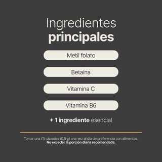 Foto 4 | Metil Folato | 180 Cápsulas | Adicionado Con Betaína, B6, B12 Y Vitamina C | Methyl Folate Blend | B Life.