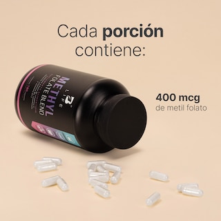 Foto 5 | Metil Folato | 180 Cápsulas | Adicionado Con Betaína, B6, B12 Y Vitamina C | Methyl Folate Blend | B Life.