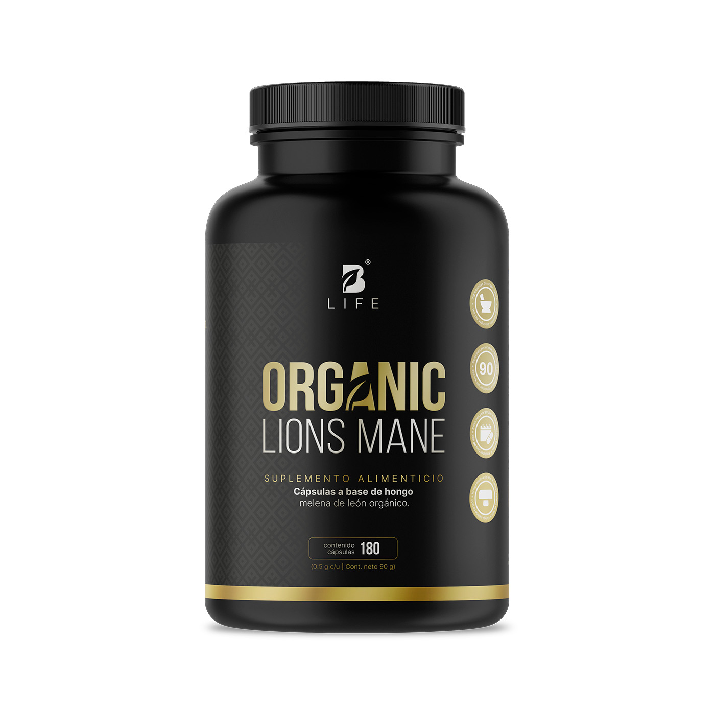 Foto 1 | Hongo Melena De León | 100% Orgánico 1000 Mg Por Porción | 180 Cápsulas. Organic Lions Mane B Life.