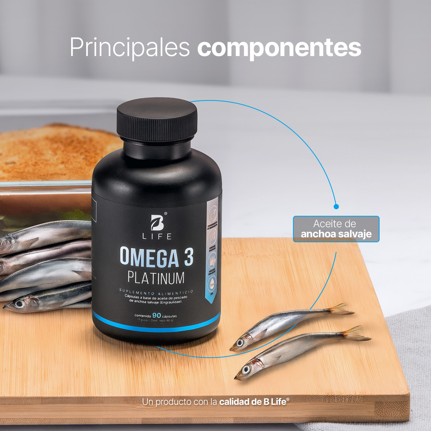 Foto 7 pulgar | Suplementos B Life Omega 3 Platinum 90 Cápsulas 1000 mg de Aceite de Anchoa Salvaje sin Metales Pesado
