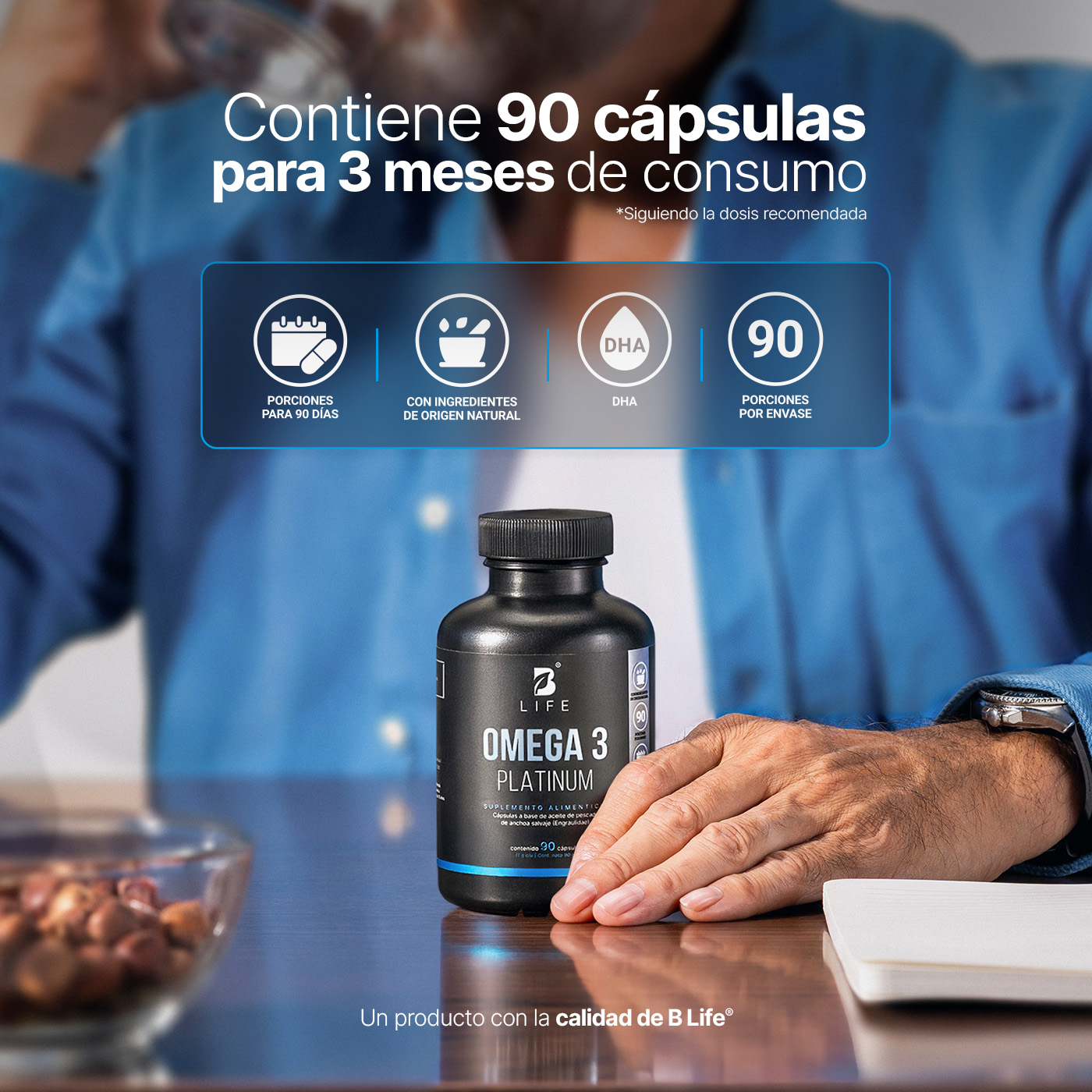 Foto 9 pulgar | Suplementos B Life Omega 3 Platinum 90 Cápsulas 1000 mg de Aceite de Anchoa Salvaje sin Metales Pesado