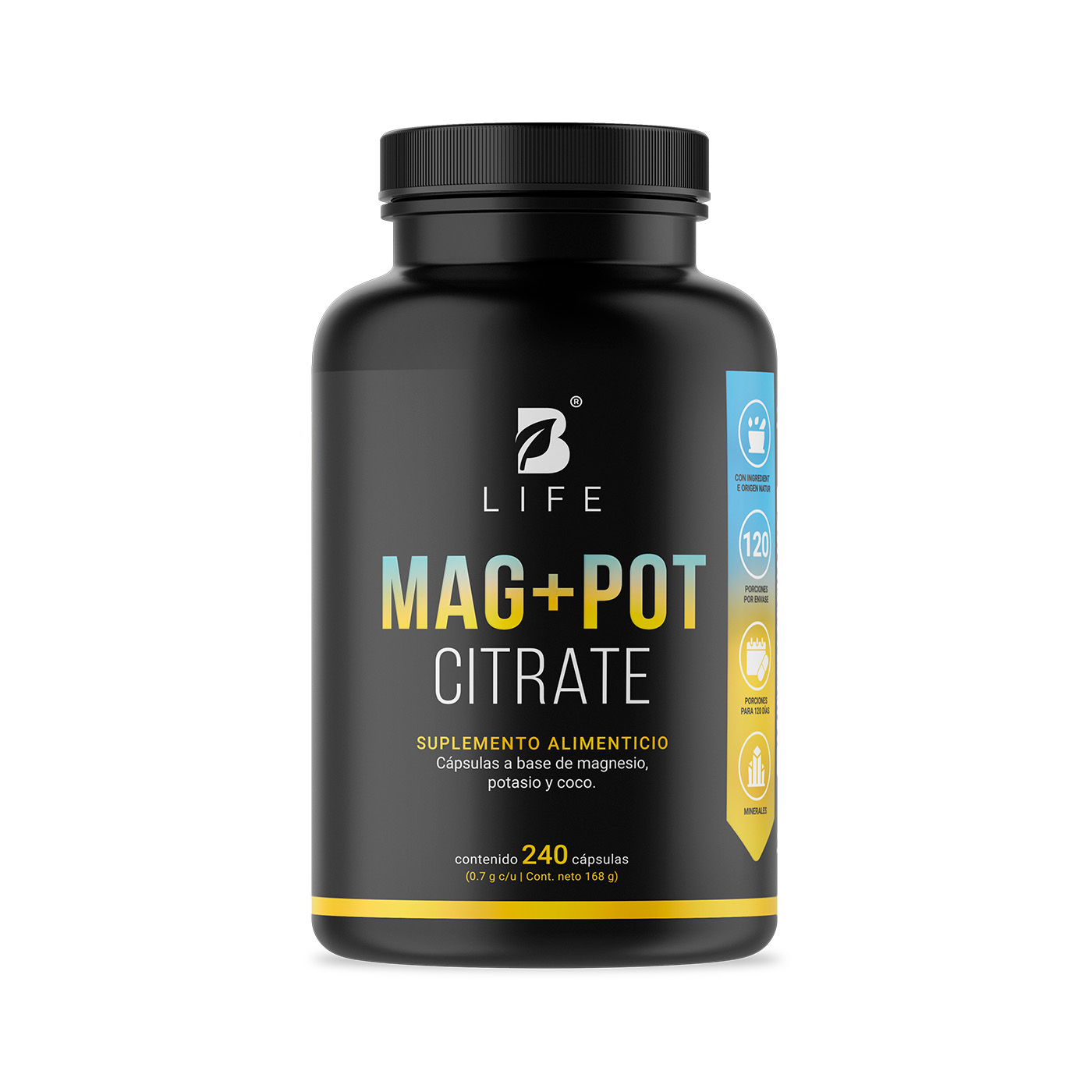 Foto 1 | Citrato De Magnesio Y Potasio | 240 Cápsulas | Adicionado Con Coco Orgánico | Mag + Pot Citrate | B Life