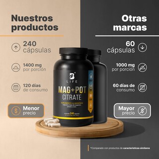 Foto 3 | Citrato De Magnesio Y Potasio | 240 Cápsulas | Adicionado Con Coco Orgánico | Mag + Pot Citrate | B Life