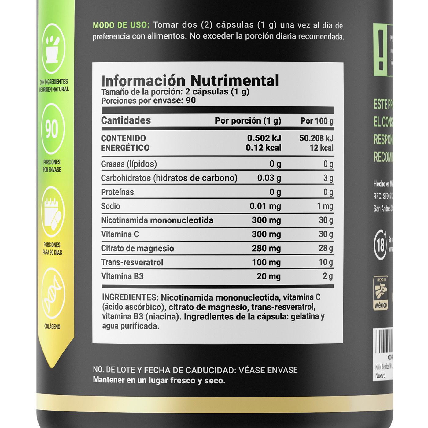 Foto 2 | Suplemento Alimenticio Nicotinamida B Life con Citrato de Magnesio y Vitamina D3 180 Capsulas