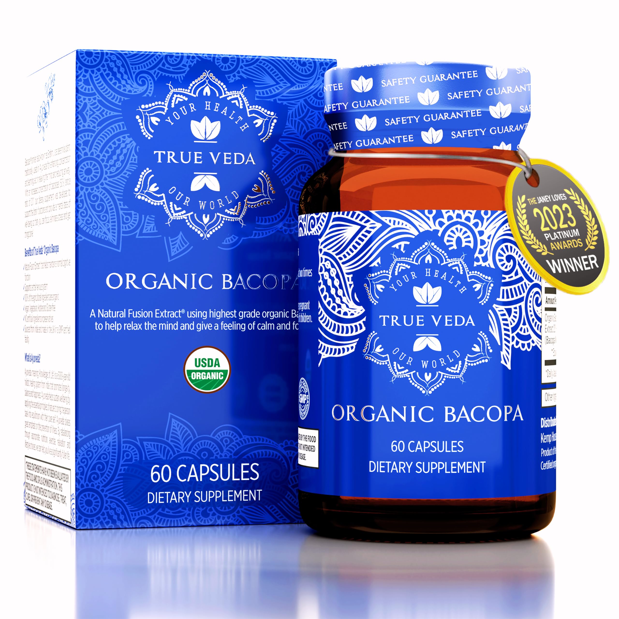 Suplemento True Veda Bacopa Monnieri 20x Extract 60 Cápsulas - Venta Internacional.