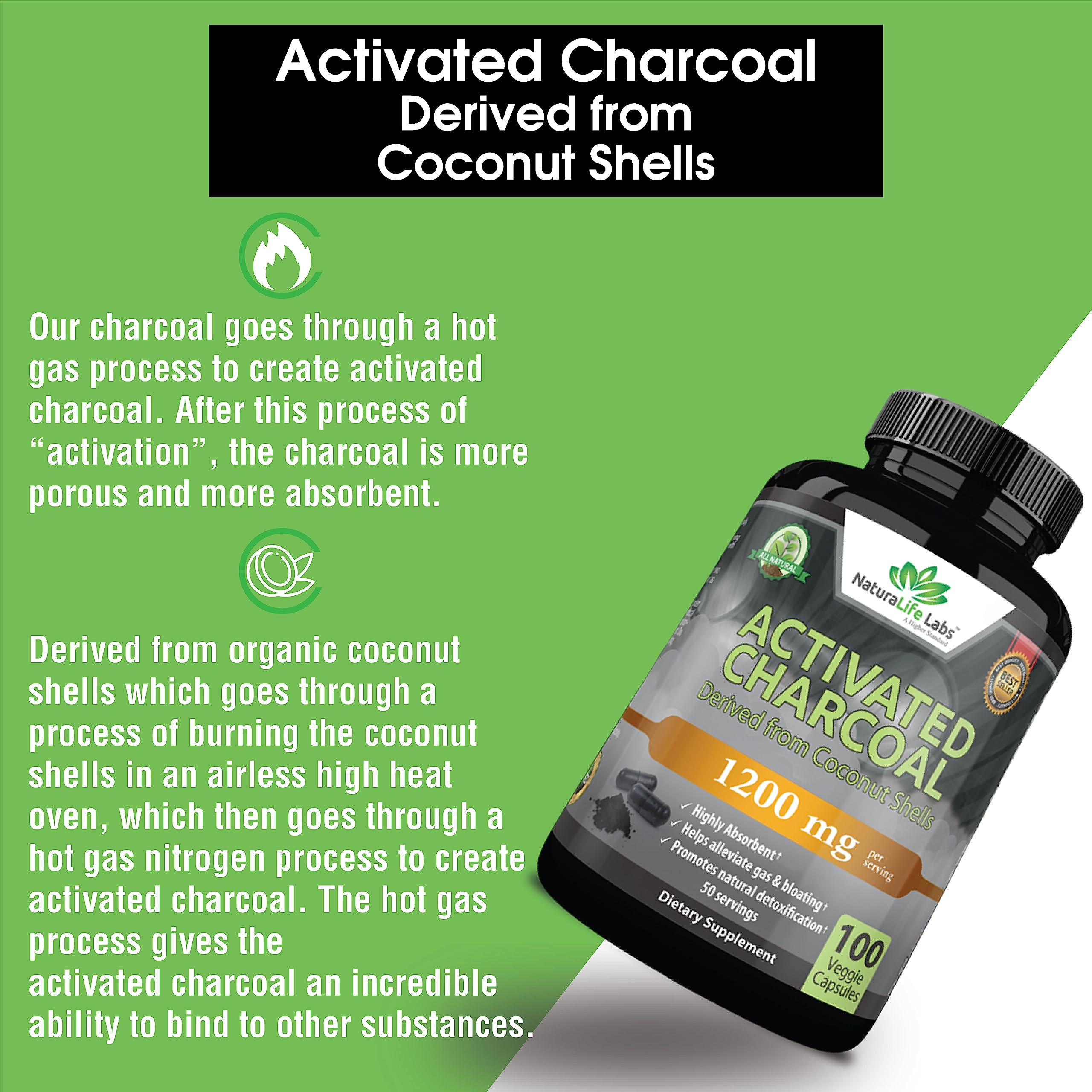 Foto 4 | Cápsulas De Carbón Activado Naturalife Labs, 1200 Mg, 100% Veganas - Venta Internacional.