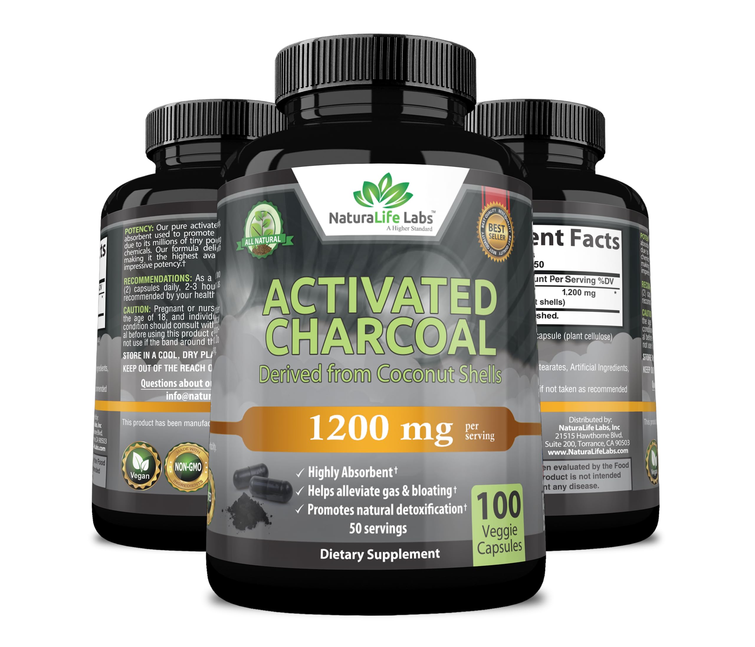 Foto 5 | Cápsulas De Carbón Activado Naturalife Labs, 1200 Mg, 100% Veganas - Venta Internacional.