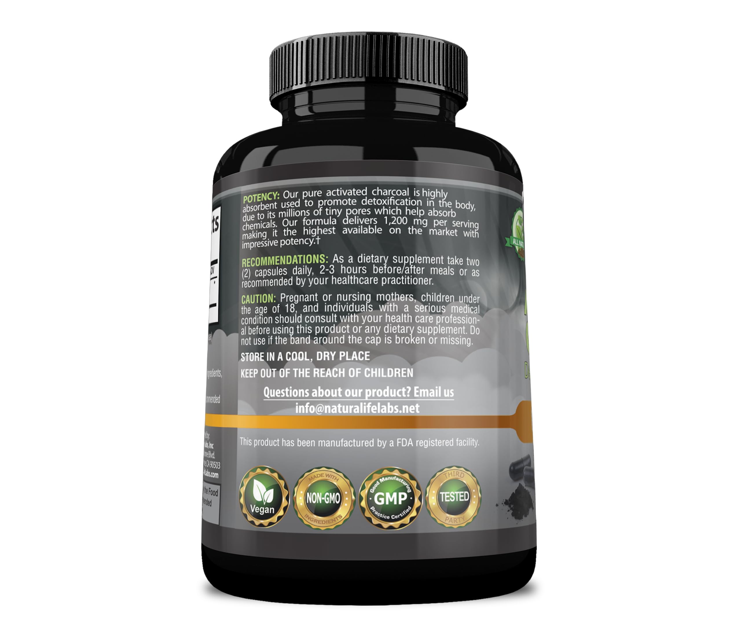 Foto 8 pulgar | Cápsulas De Carbón Activado Naturalife Labs, 1200 Mg, 100% Veganas - Venta Internacional.