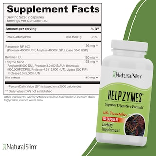 Foto 2 | Enzimas Digestivas Naturalslim Helpzymes 100 Cápsulas - Venta Internacional.