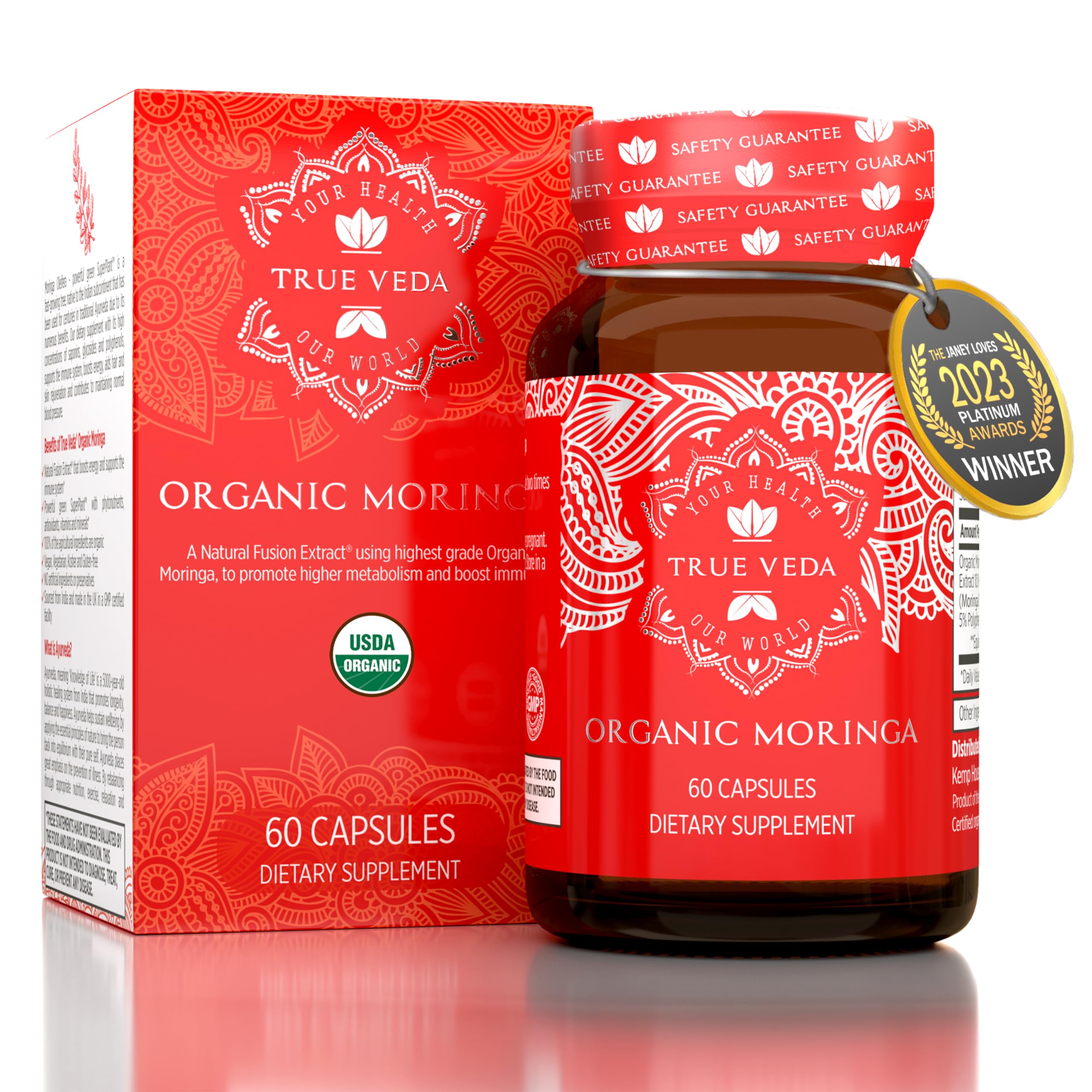 Foto 2 pulgar | Suplemento True Veda, Cápsulas Orgánicas De Moringa Oleifera, 60 Píldoras - Venta Internacional.