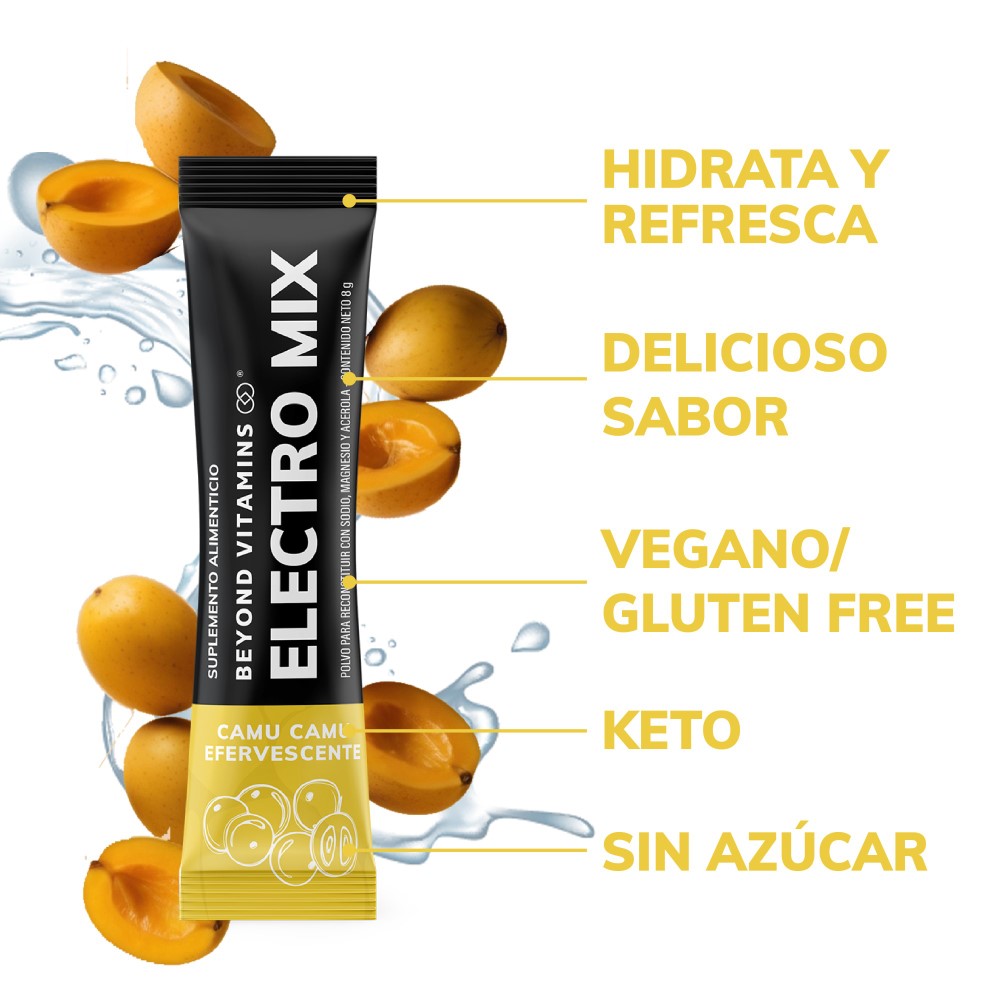 Foto 6 | Suplemento Alimenticio Beyond Vitamins Electrolitos Sin Azúcar En Polvo Camu Camu Efervescente 20 Sticks