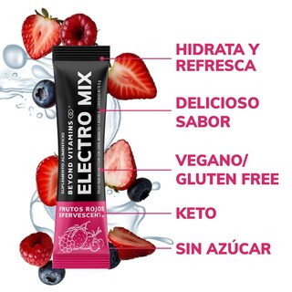 Foto 6 | Suplemento Alimenticio Beyond Vitamins Electrolitos Sin Azúcar En Polvo Frutos Rojos Efervescente 20 Sticks