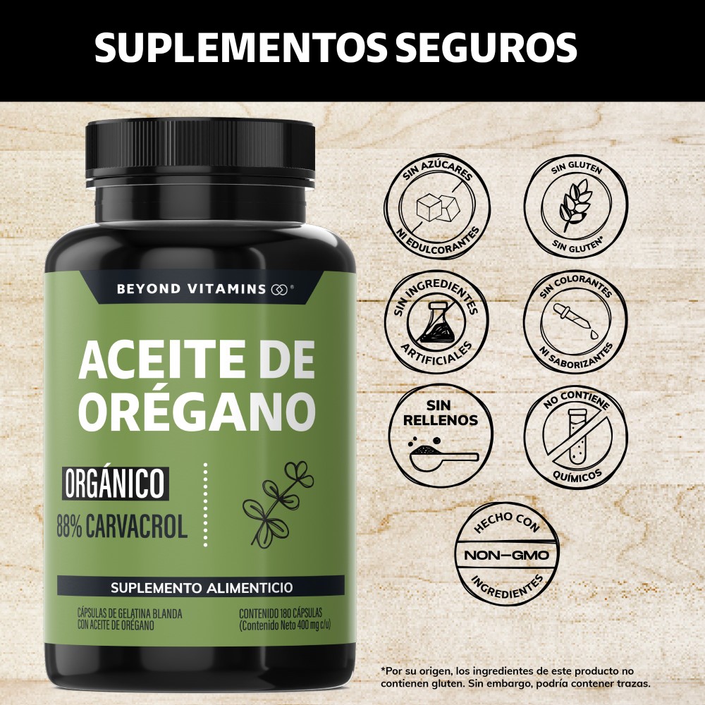 Foto 3 pulgar | Suplemento Alimenticio Beyond Vitamins Aceite De Oregano Orgánico Natural Con Carvacrol 180 Cápsulas