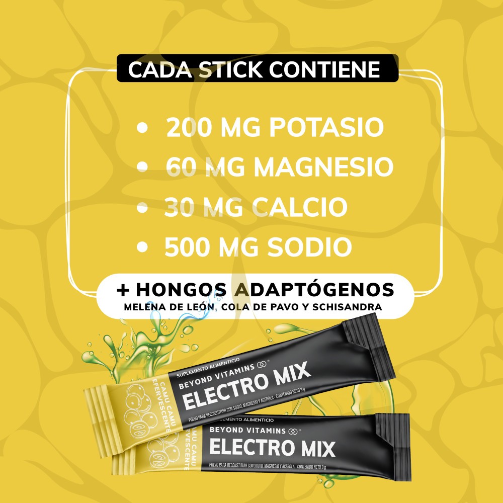 Foto 3 pulgar | Suplemento Alimenticio Beyond Vitamins Electrolitos Sin Azúcar En Polvo Camu Camu Efervescente Con Hongos 20 Sticks