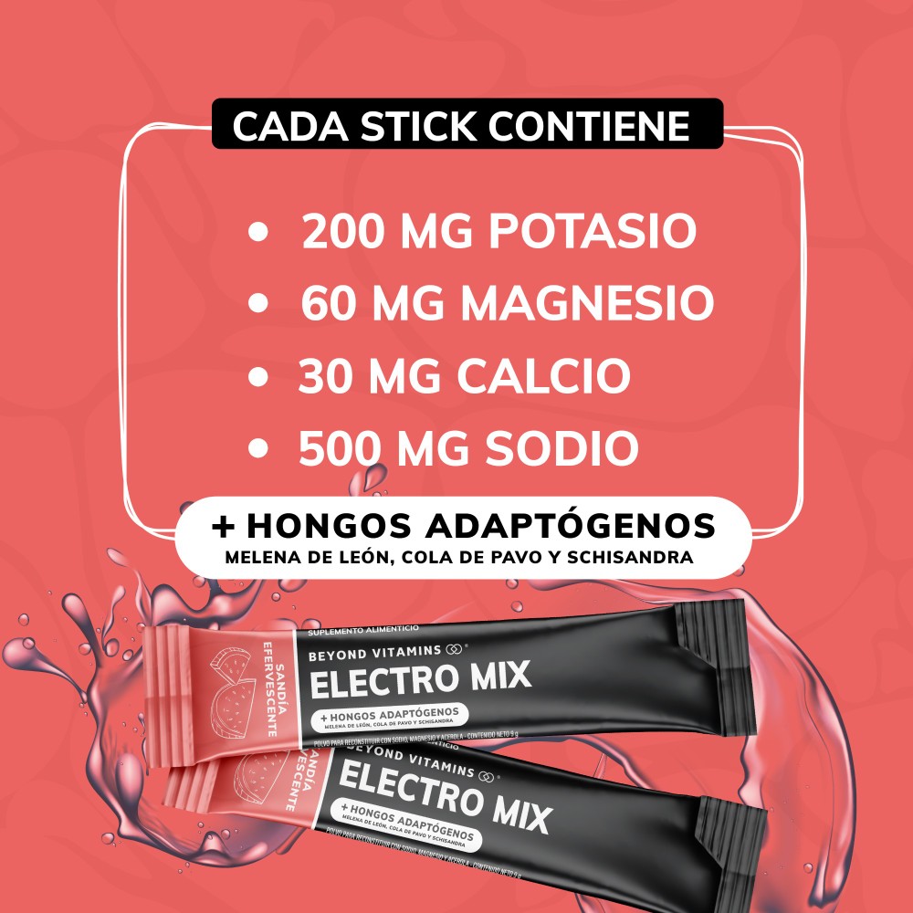 Foto 3 pulgar | Suplemento Alimenticio Beyond Vitamins Electrolitos Sin Azúcar En Polvo Sandia Efervescente Con Hongos 20 Sticks