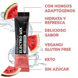 Foto 6 | Suplemento Alimenticio Beyond Vitamins Electrolitos Sin Azúcar En Polvo Sandia Efervescente Con Hongos 20 Sticks