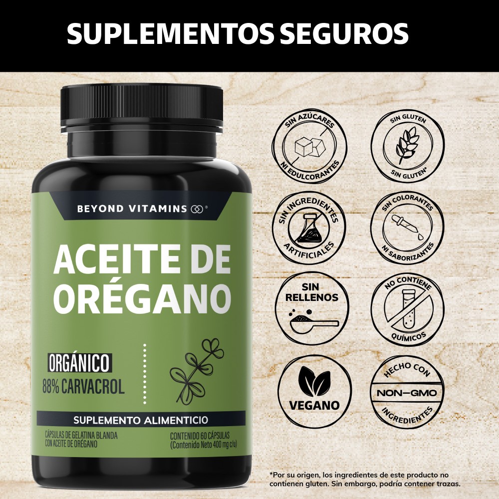 Foto 3 pulgar | Suplemento Alimenticio Beyond Vitamins Aceite De Oregano Orgánico Natural Con Carvacrol 60 Cápsulas