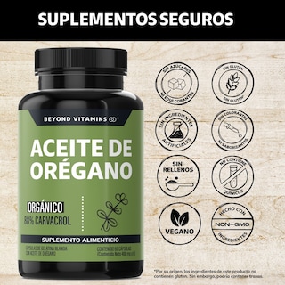 Foto 2 | Suplemento Alimenticio Beyond Vitamins Aceite De Oregano Orgánico Natural Con Carvacrol 60 Cápsulas