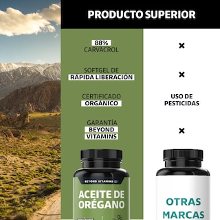 Foto 3 | Suplemento Alimenticio Beyond Vitamins Aceite De Oregano Orgánico Natural Con Carvacrol 60 Cápsulas