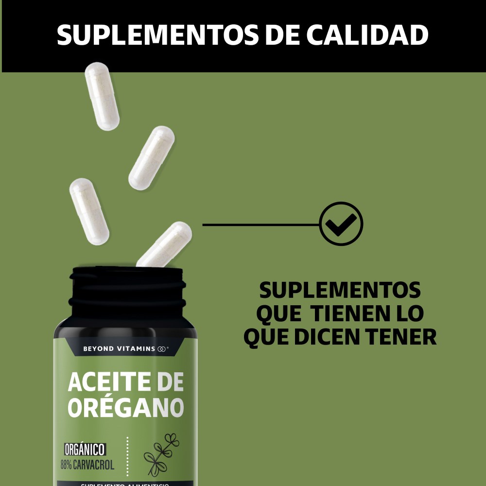 Foto 5 pulgar | Suplemento Alimenticio Beyond Vitamins Aceite De Oregano Orgánico Natural Con Carvacrol 60 Cápsulas