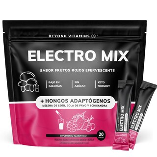 Foto 1 | Suplemento Alimenticio Beyond Vitamins Electrolitos Sin Azúcar En Polvo Frutos Rojos Efervescente Con Hongos 20 Sticks