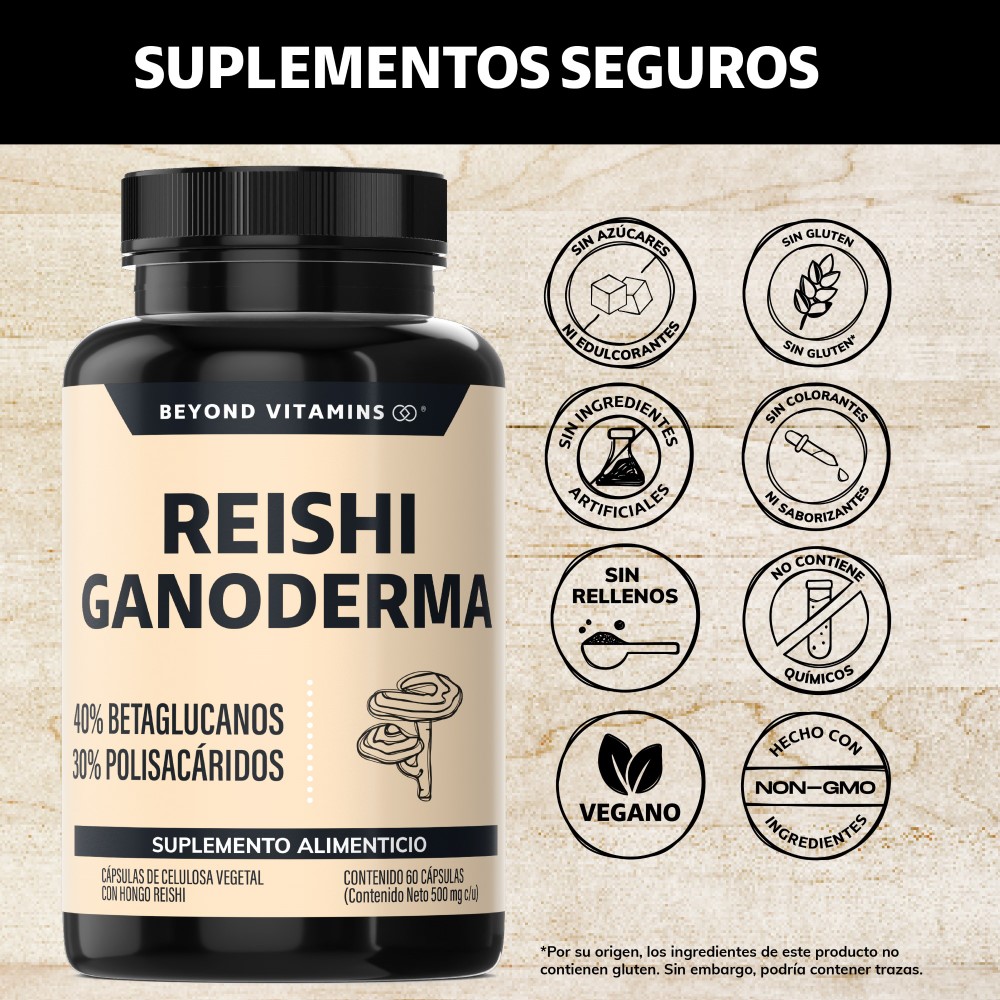 Foto 3 pulgar | Suplemento Alimenticio Beyond Vitamins Reishi Ganoderma Alto En Betaglucanos Y Polisacáridos 60 Cápsulas