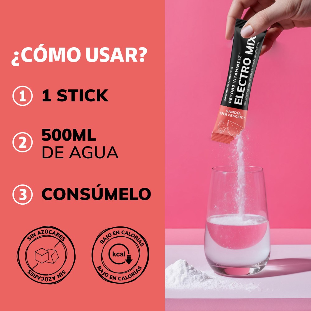 Foto 5 | Suplemento Alimenticio Beyond Vitamins Electrolitos Sin Azúcar En Polvo Sandia Efervescente 20 Sticks