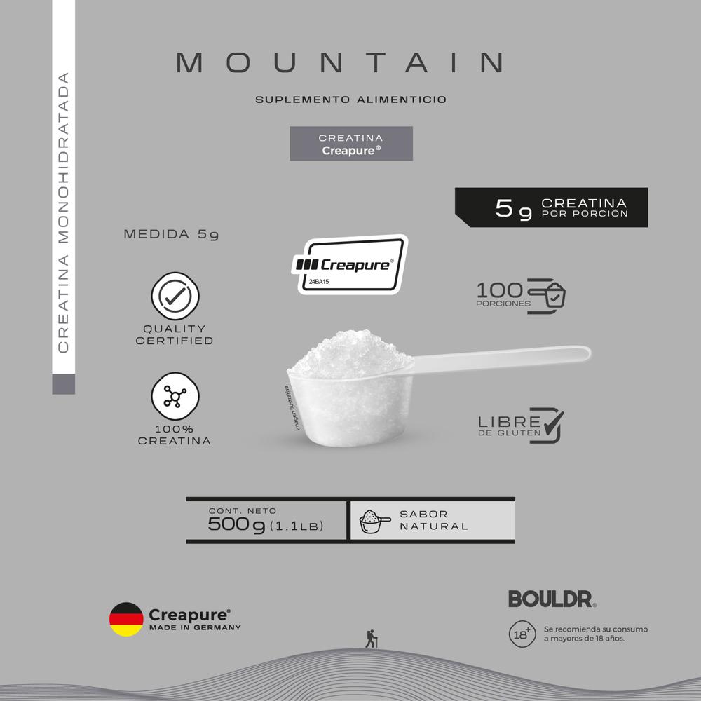 Foto 4 pulgar | Creatina Creapure  Mountain 500 Grs Sabor Natural Bouldr
