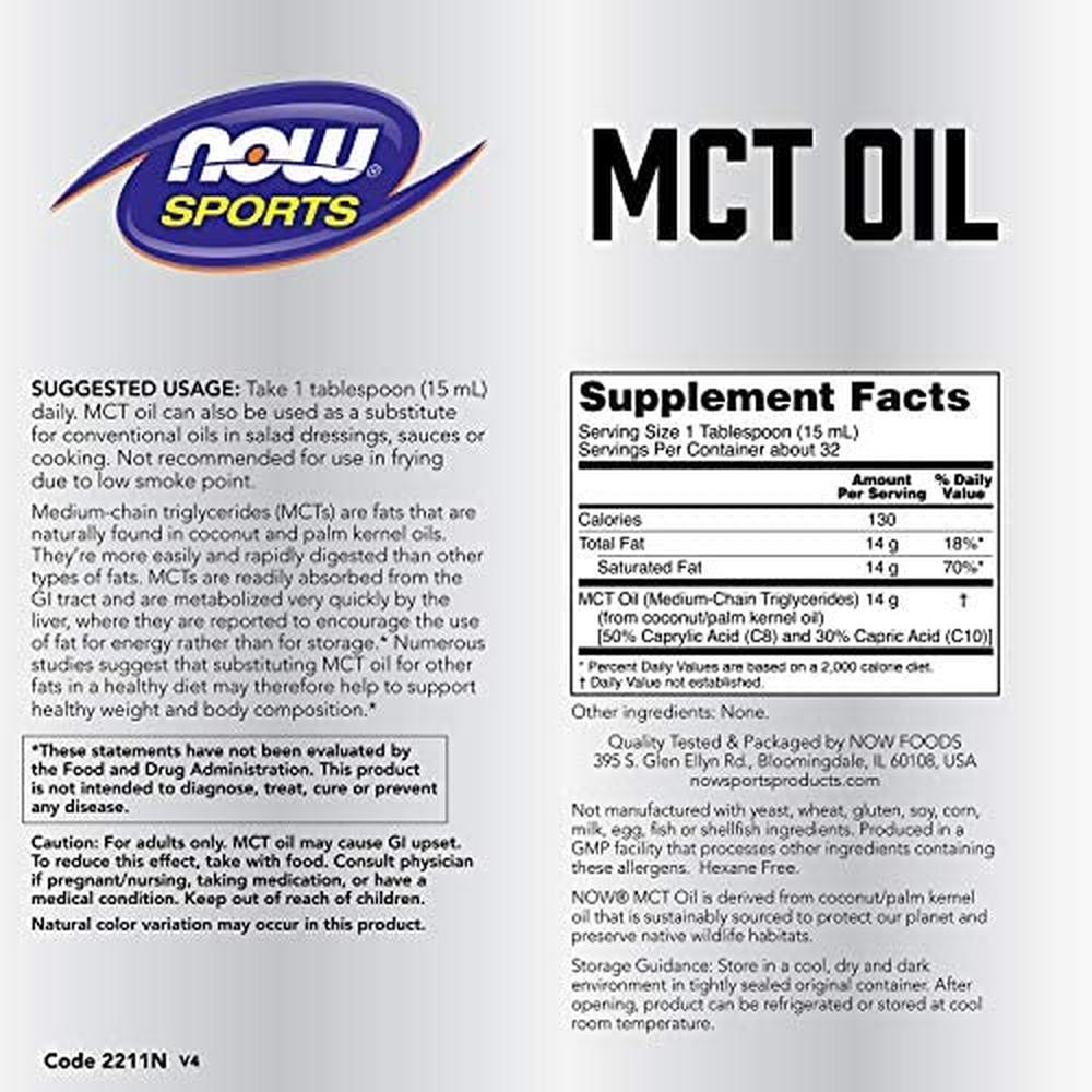 Foto 3 pulgar | Aceite Mct Now Sports Mct Oil 473 ml