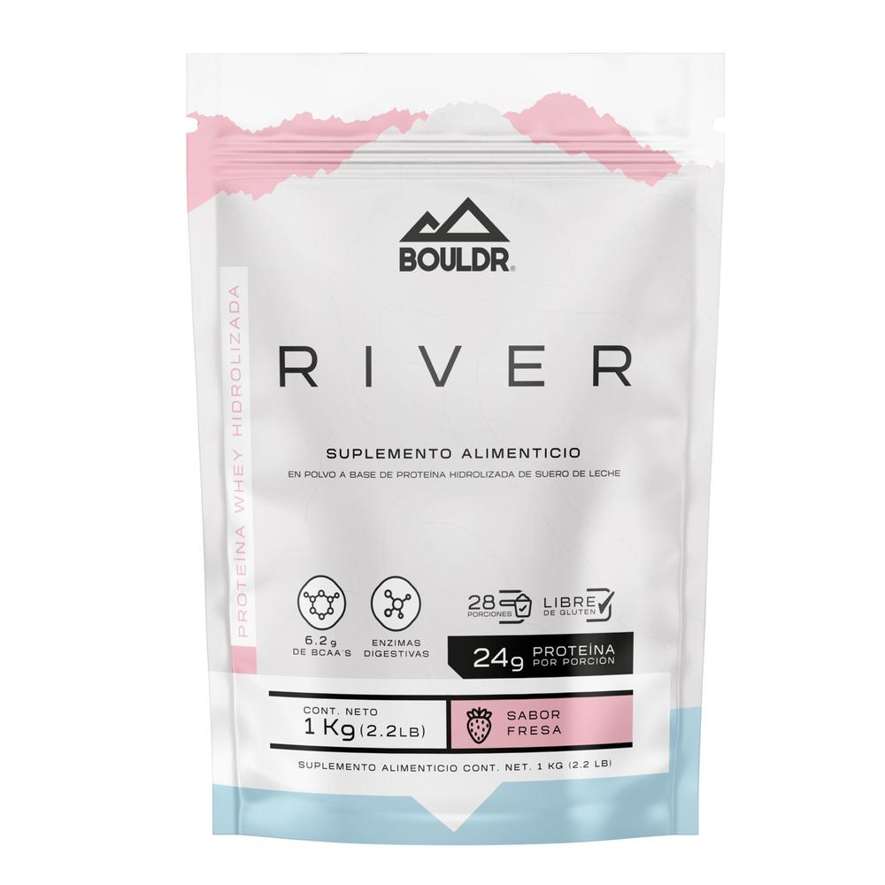 Foto 2 pulgar | Proteína Whey Hidrolizada River 1 Kg Fresa Bouldr