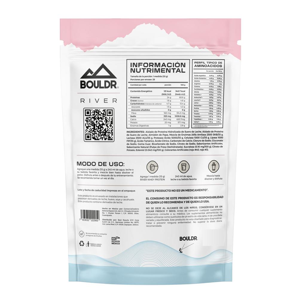 Foto 3 pulgar | Proteína Whey Hidrolizada River 1 Kg Fresa Bouldr
