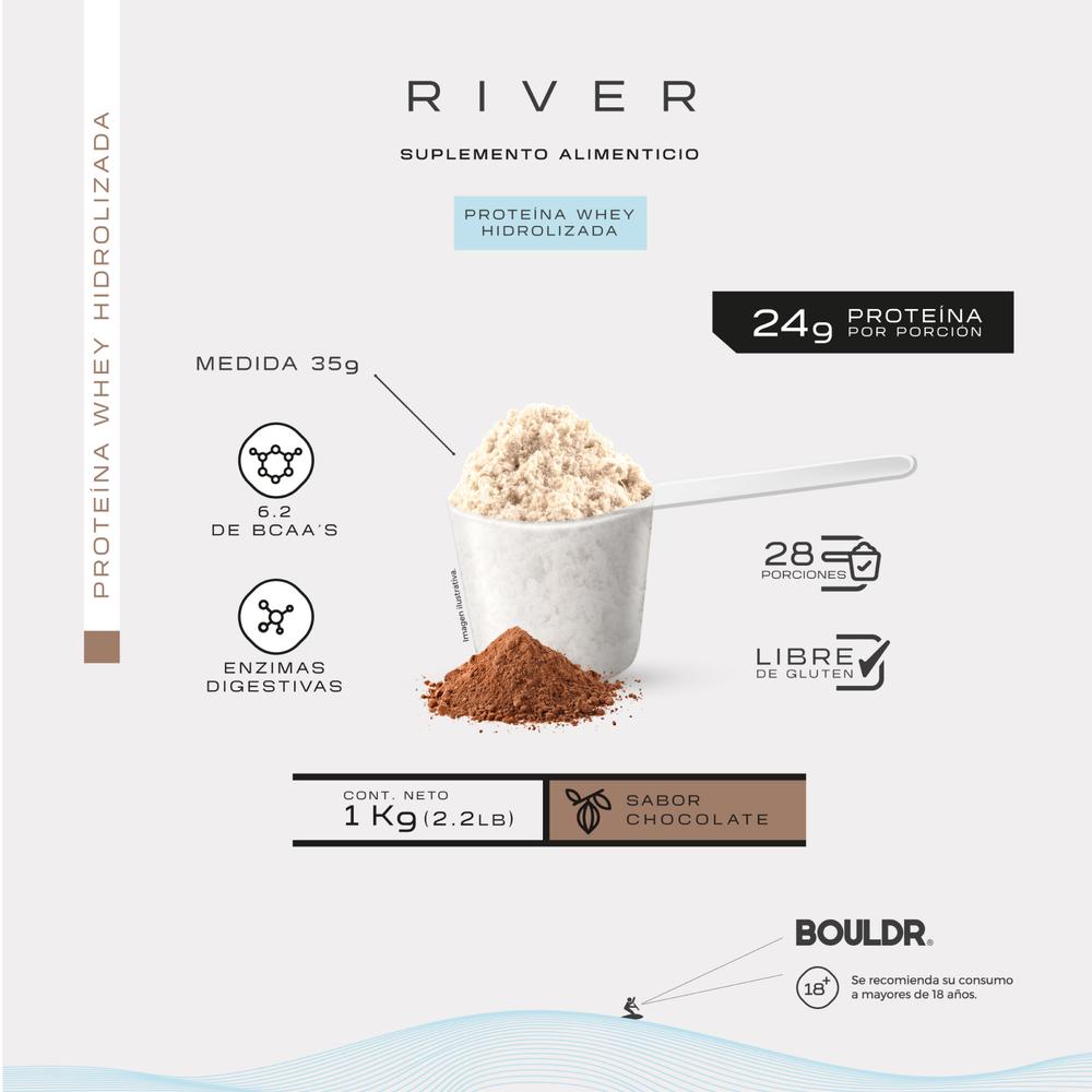 Foto 4 pulgar | Proteína Whey Hidrolizada River 1 Kg Chocolate Bouldr