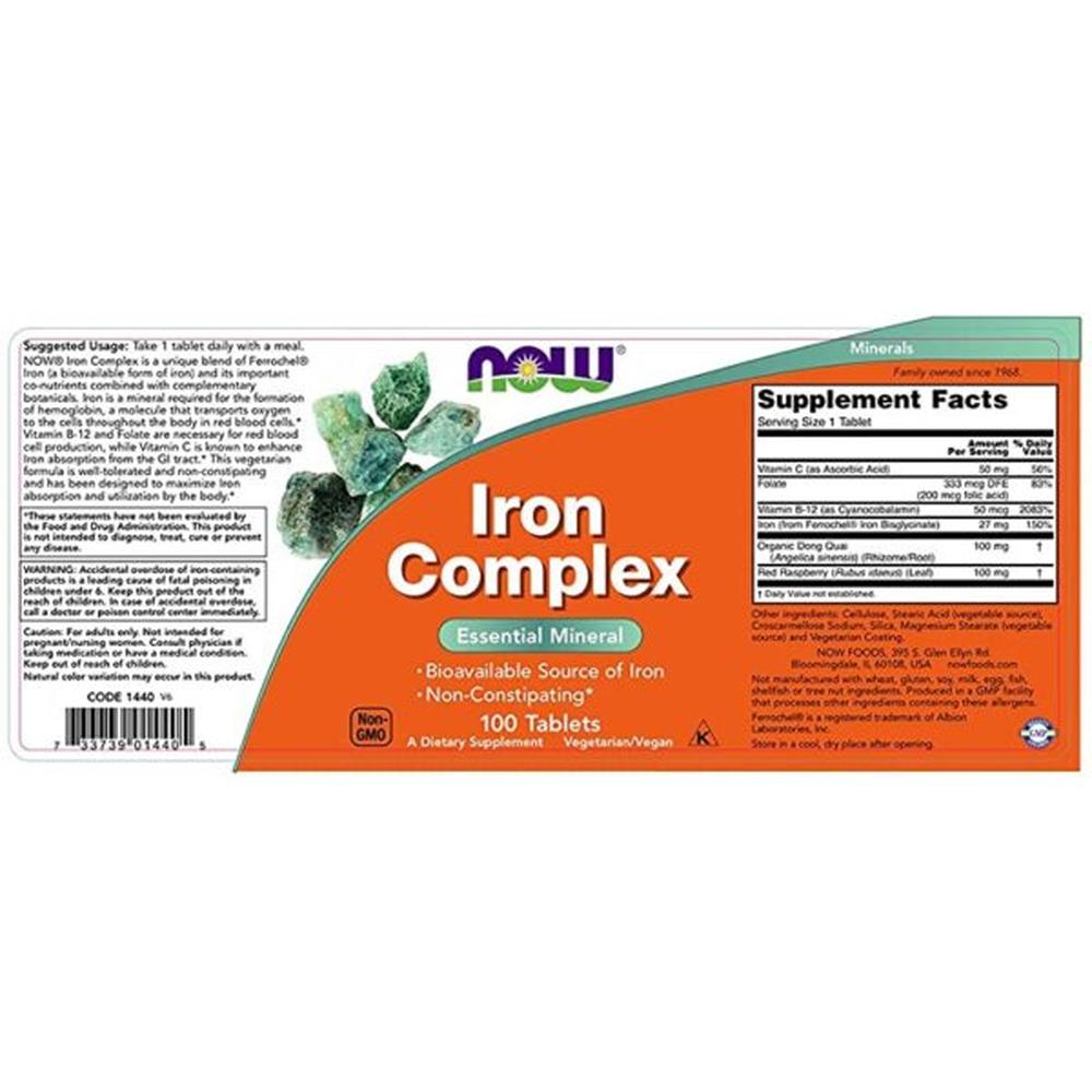 Foto 3 pulgar | Suplemento Hierro Now Iron Complex 100 Tabletas