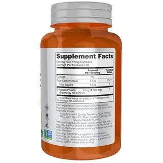 Foto 2 | Vitamina Now D-ribosa 750 mg 120 Cápsulas