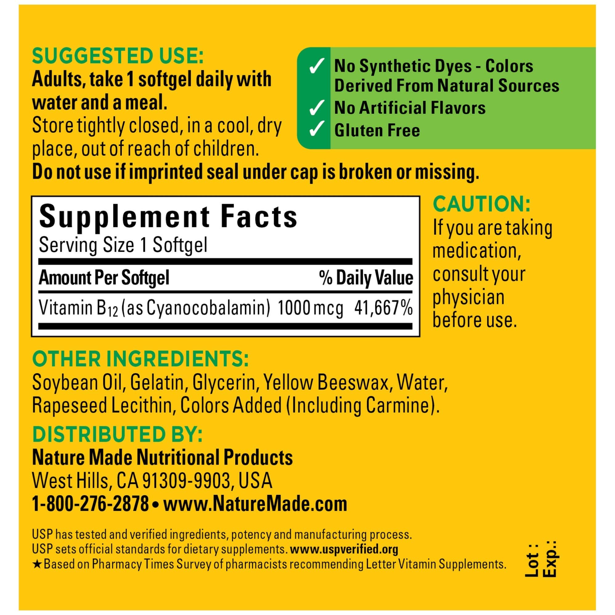 Foto 3 pulgar | Suplemento Nature Made Vitamina B12 1000 Mcg 90 Cápsulas - Venta Internacional