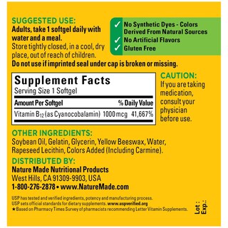 Foto 2 | Suplemento Nature Made Vitamina B12 1000 Mcg 90 Cápsulas - Venta Internacional