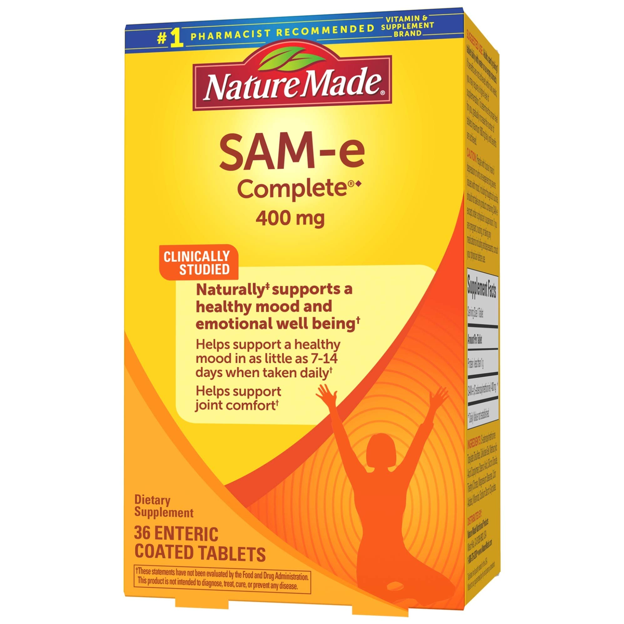 Foto 8 pulgar | Suplemento Nature Made Sam-e Complete 400 Mg 36 Comprimidos - Venta Internacional