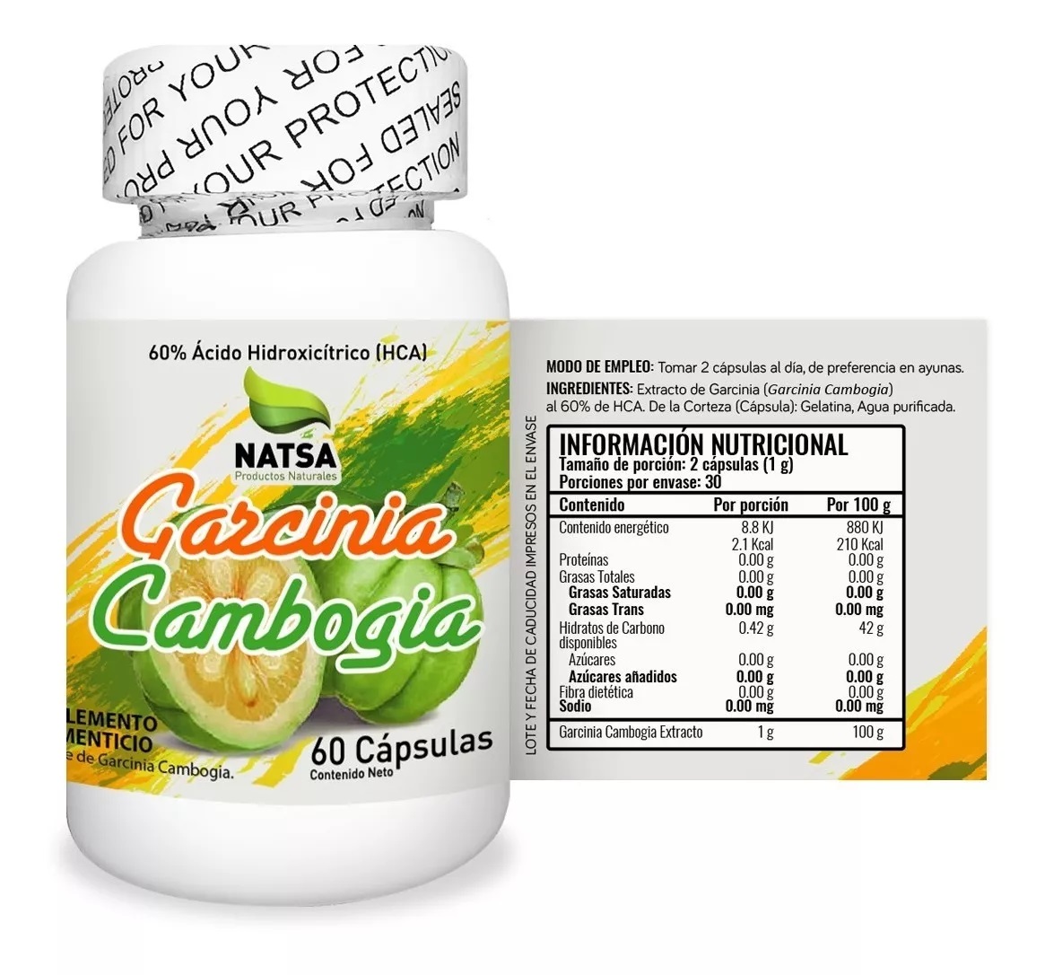 Foto 2 | Garcinia Cambogia 60% Hca Natsa 60 Cápsulas