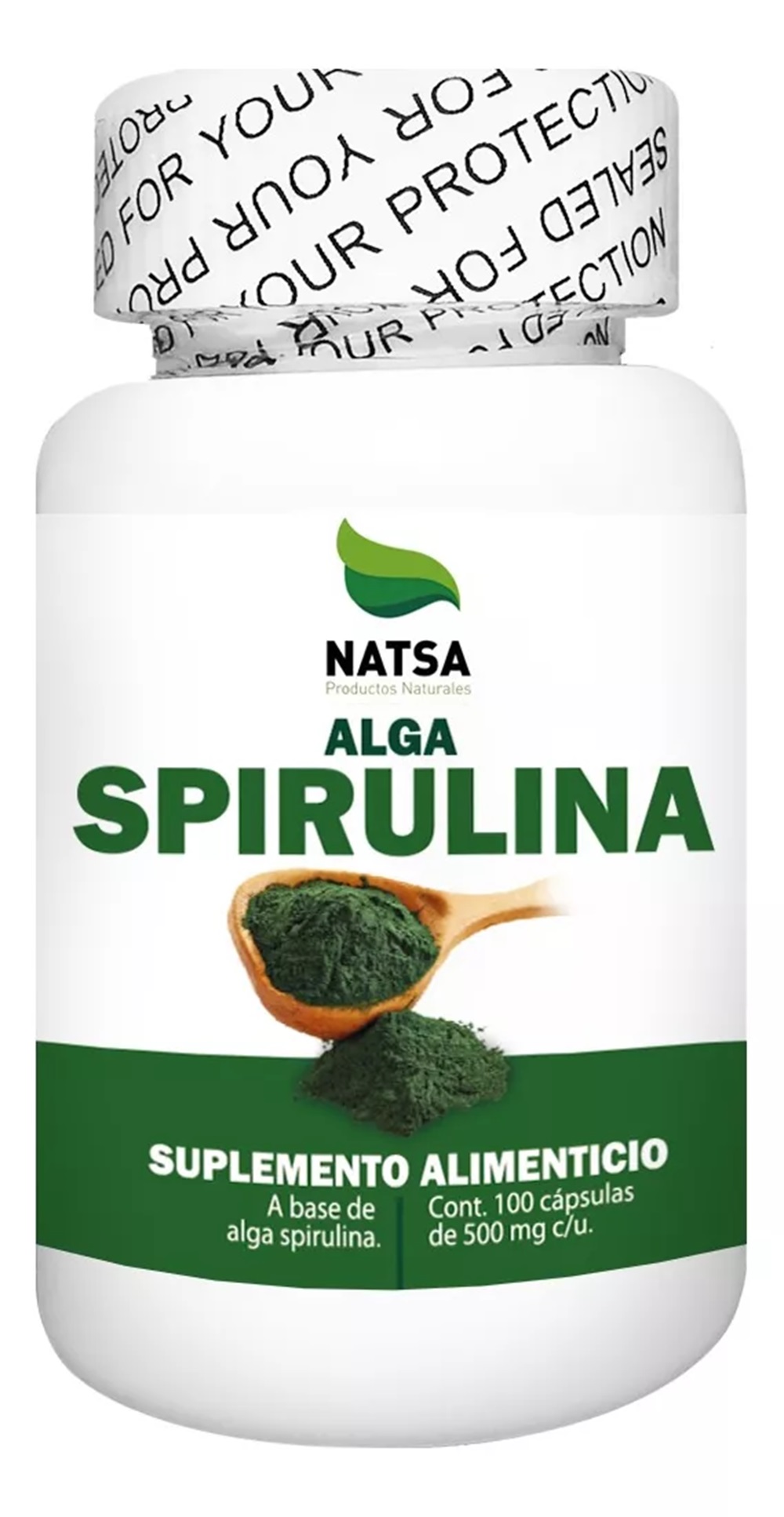 Foto 2 pulgar | Alga Spirulina Natsa 100 Cápsulas